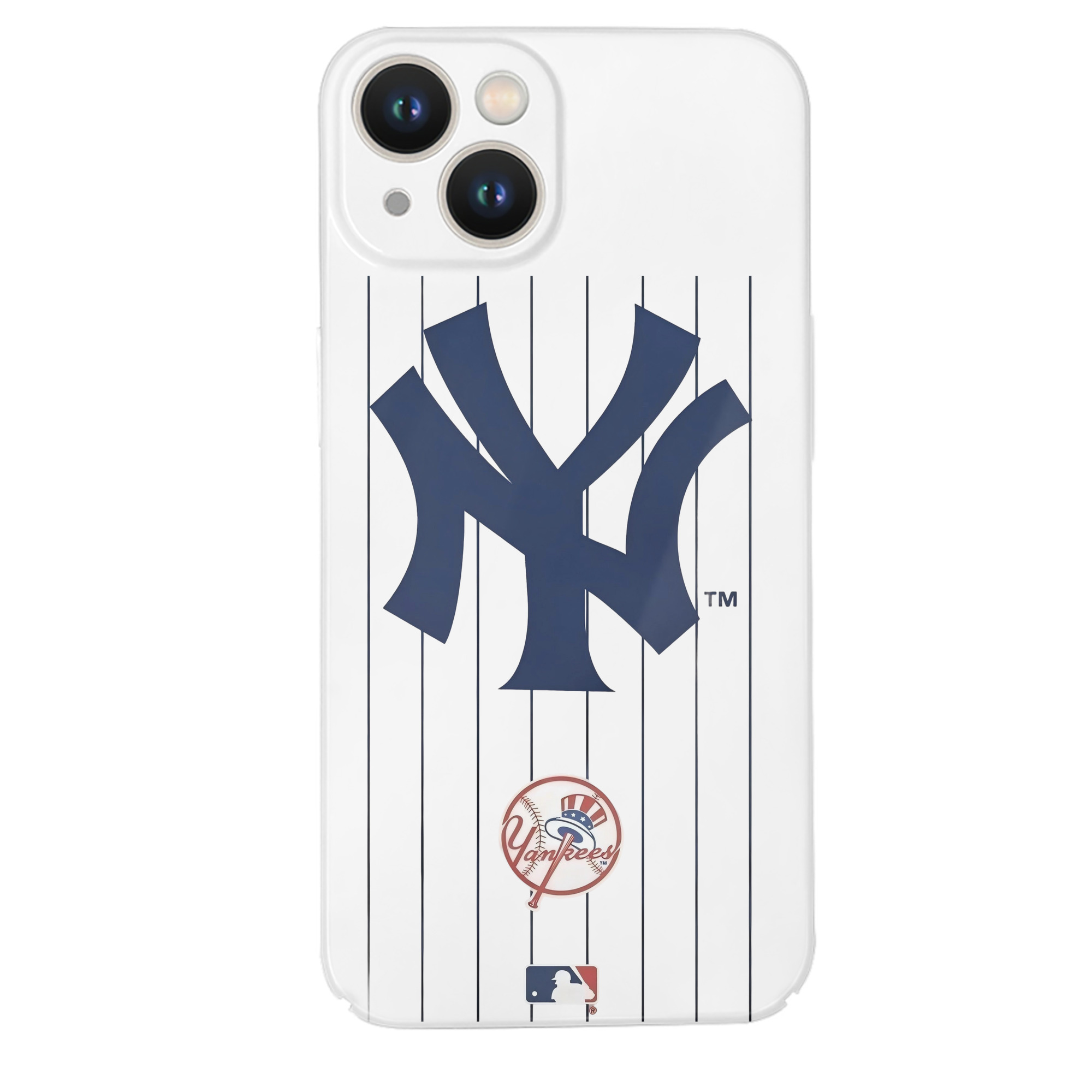 New York Yankees Pinstripe Logo IPhone 14 Series Full-Cover Hard Case – Shockproof With Raised Camera Protection – Precise Cutouts, Wireless Charging Compatible – Durable, Anti-Yellowing, Easy To Clean